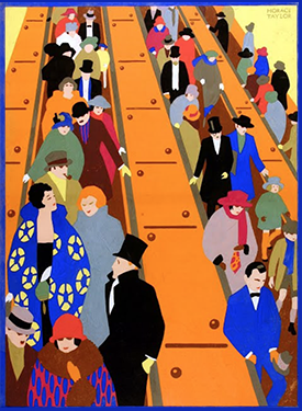 Brightest London is Best Reached by Underground, lithograph by Horace Taylor from the Collection of the London Transport Museum