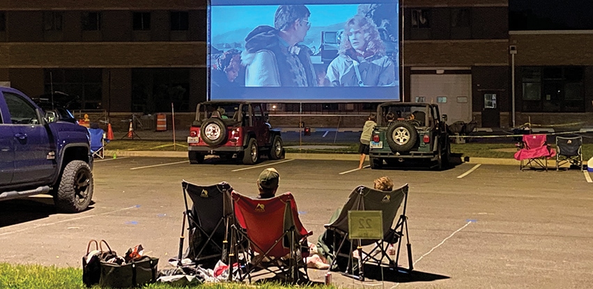 A drive-in movie theatre at Keller Station