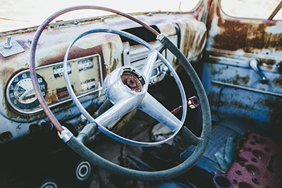 Inside old car