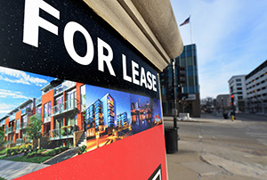 A for lease sign in Downtown Peoria