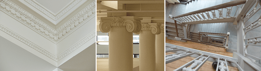 Original Crown Molding, columns, and stairs