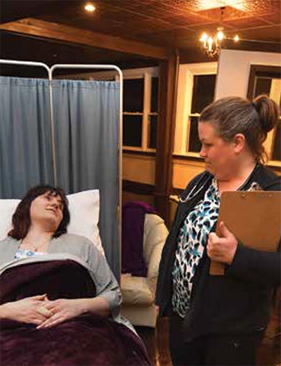 Chillicothe-based cast members (Left to Right) Lindsey Griffith, and Tonya Wake, rehearse their roles at the Shore Acres Clubhouse.