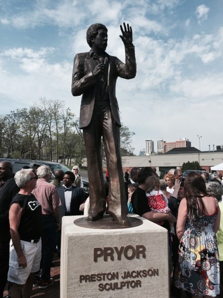 Preston Jackson’s sculpture of Richard Pryor was installed in 2015.