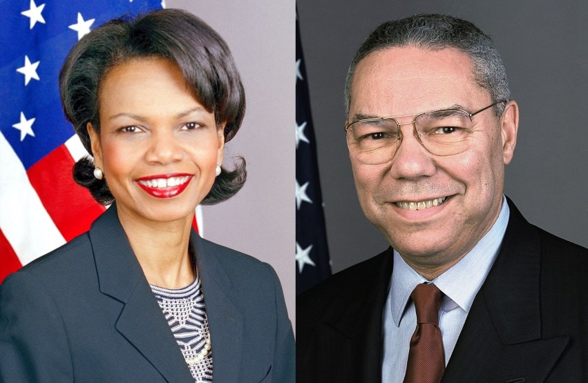 Colin Powell and Condoleeza Rice