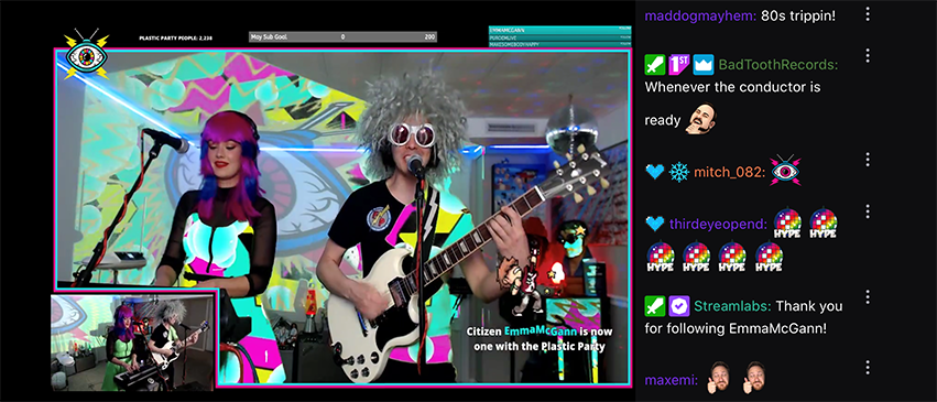 The Fantastic Plastics performing on Twitch.