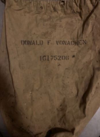 Donald Vonachen's military duffel bag