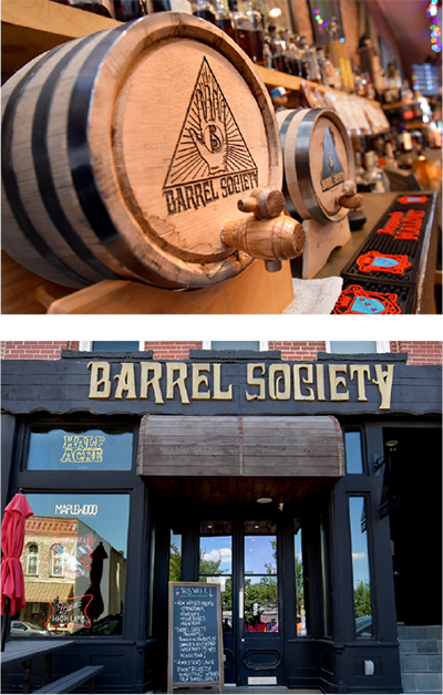 Photo of a tapped barrel and the bars store front