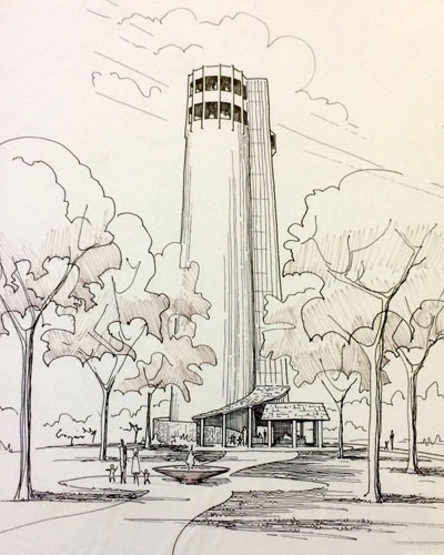 Richard L. Doyle’s original sketch of Tower Park in Peoria Heights