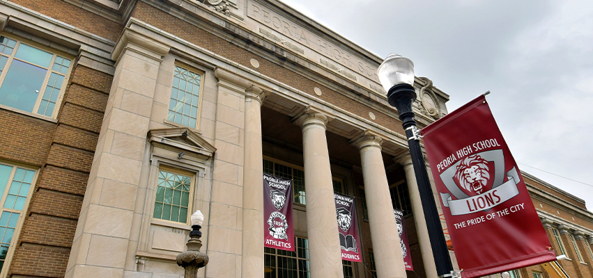 Original front entrance of Peoria High School