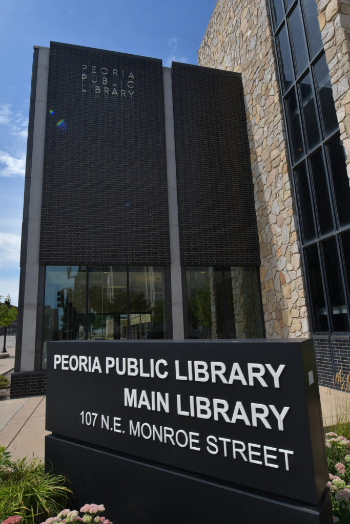 Front entrance for the Peoria Public Library Main Branch