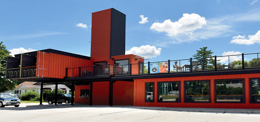 Coffee Can, Constructed out of nine shipping containers