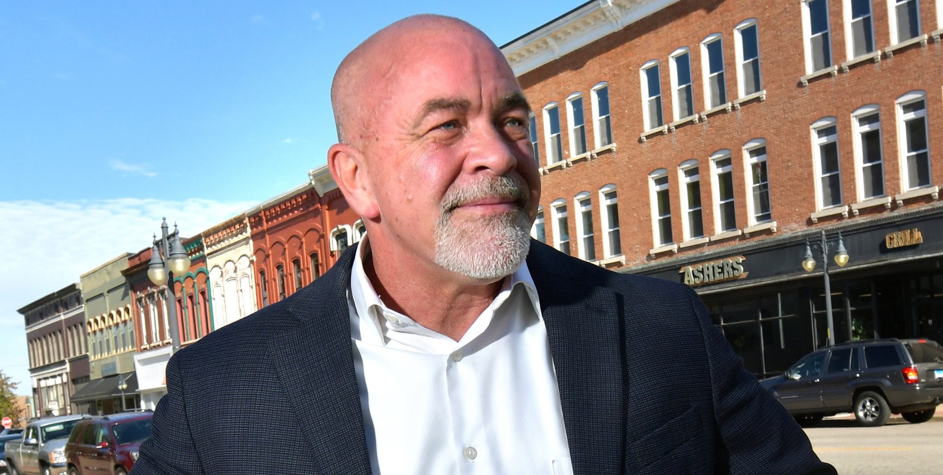 Pekin Mayor Mark Luft at the corner of South Fourth Street, and Court Street.