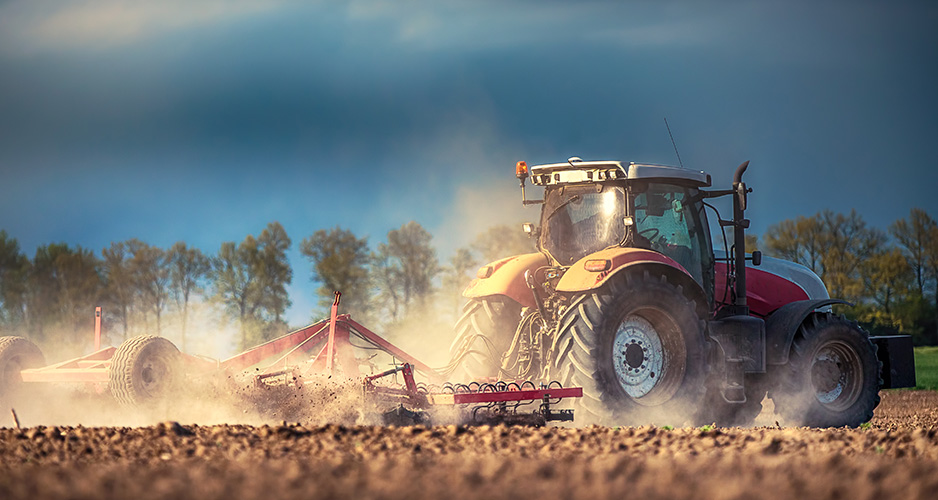 Farm tractor in field