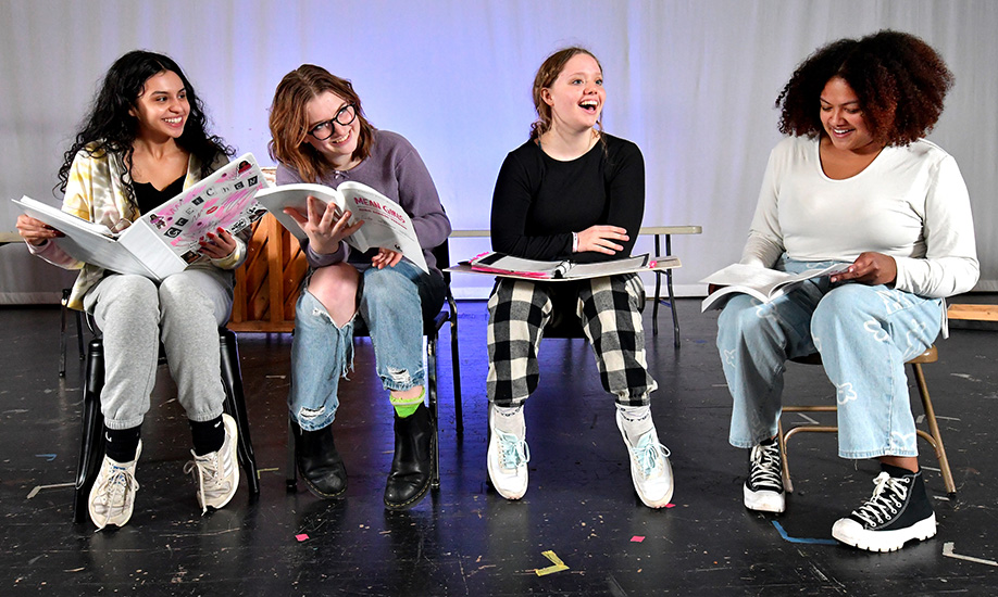 Gia Gardner, Lia Zurek, Kara Hofman and Kyleigh Allen rehearse their roles