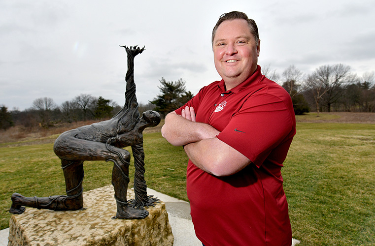 Build Peoria Board President Nick Yates at the Donovan Park sculpture garden, one of the organization's projects