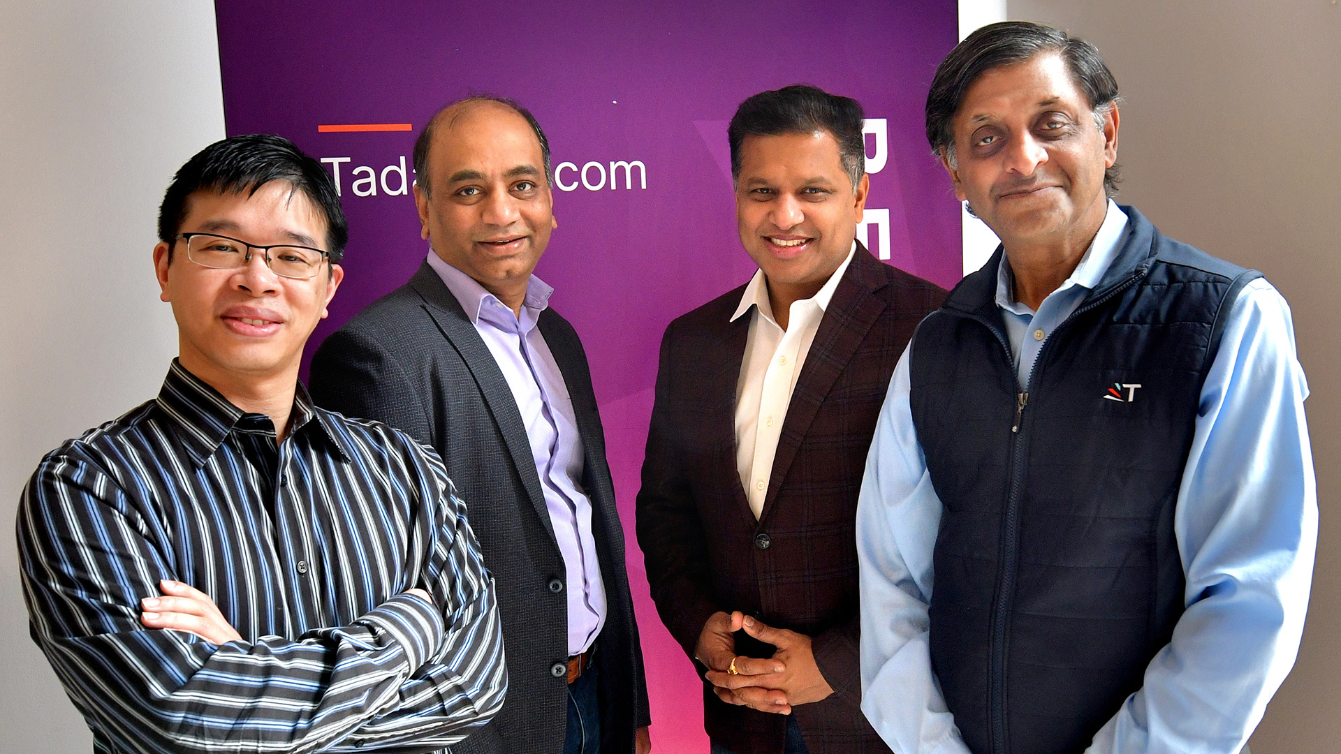 TADA's senior staff, from left to right: Denny Tu, senior vice president of integrated product and customer success; Kiran Khadke, Phd, senior VP of CPG and manufacturing solutions; Ravi Uddavolu, senior VP of industrial and automotive, and Seshadri Guha, CEO