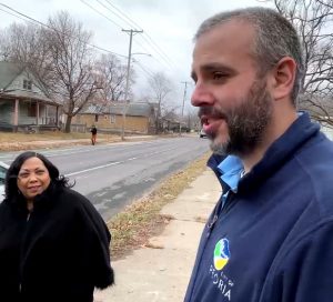 Peoria Mayor Rita Ali and Joe Dulin, the city's community development director, visit properties on West Lincoln Avenue