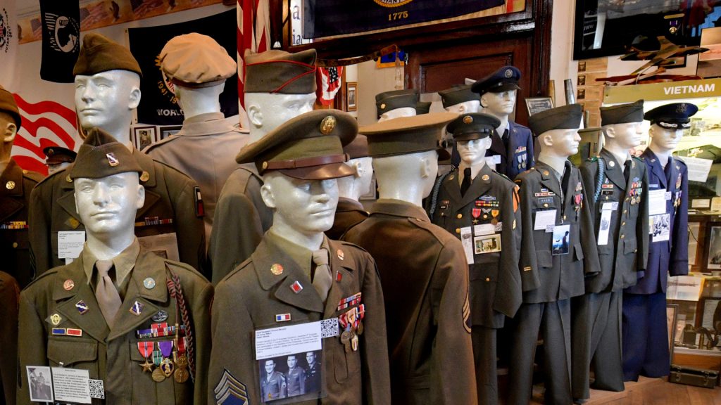 The Livingston County War Museum houses hundreds of uniformed mannequins, flags, and war memorabilia at 321 N. Main Street 