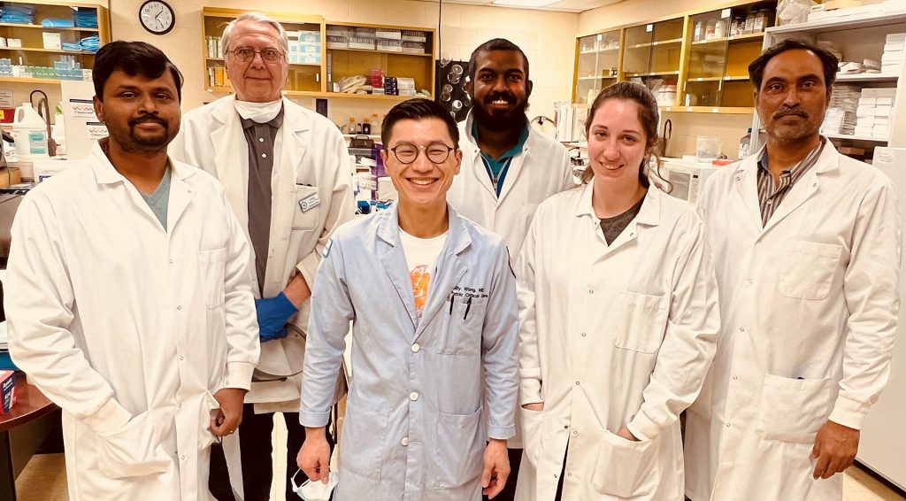 L to R: Krishna Kumar Veeravalli, PhD; Casimir A. Fornal, PhD; Billy C. Wang, MD; Vinay Sama (UICOMP MD student); Claire Schaibley (UICOMP MD student); Sivareddy Challa, PhD