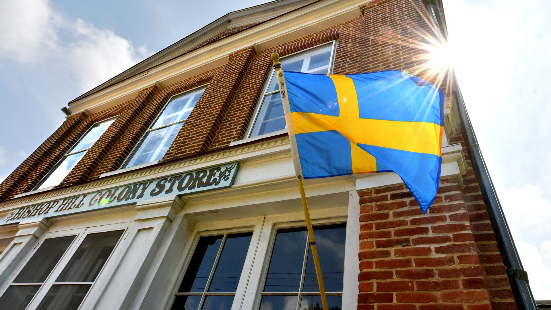 The Bishop Hill Colony Store flies the flag of Sweden